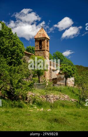 Dorf l'Espà, unter der Südwand von Pedraforca, im Gósol-Tal (Berguedà, Katalonien, Spanien, Pyrenäen) Stockfoto