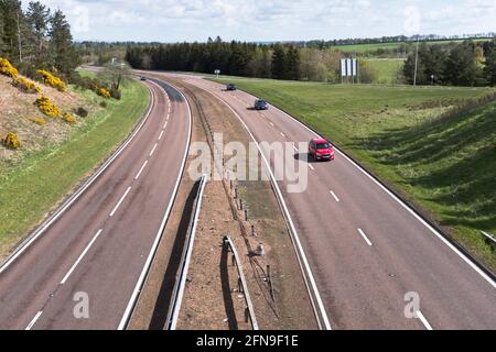 dh A9 PERTHSHIRE Scottish Road Dual Carriage scotland Country Car Verkehr großbritannien Stockfoto