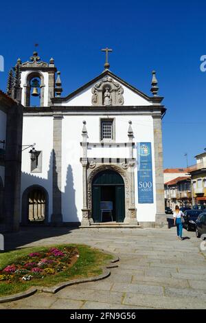 Kirche Igreja da Misericóridia im Renaissance-/Barockstil im Stadtzentrum, Caminha, Provinz Minho, Portugal Stockfoto