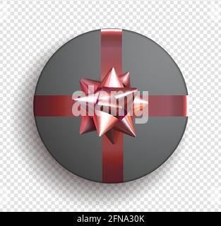 Schwarze Geschenkbox mit Schleife. Geschenkbox Bogen Design 3d Vektor. Vektorgrafik EPS 10. Stock Vektor