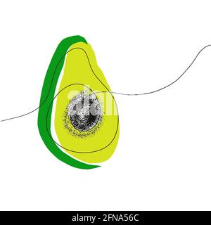 Absrtact Avocado-Illustration mit schwarzer Linie im Vektor auf Weiß Stock Vektor