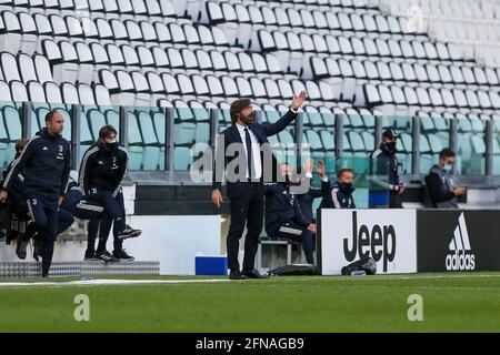 Andrea Pirlo, Chefcoach des FC Juventus, während des Spiels zwischen dem FC Juventus und dem FC Internazionale im Allianz Stadium am 15. Mai 2021 in Turin, Italien Stockfoto