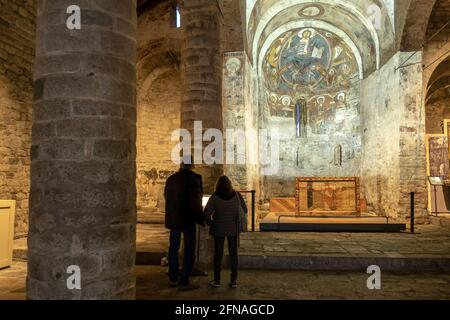 Sant Climent de Taüll romanische Kirche. Taüll, Vall de Boí, Lleida, Katalonien, Spanien Stockfoto