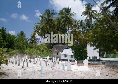 Muslimischer Friedhof in Mathiveri, Malediven Stockfoto