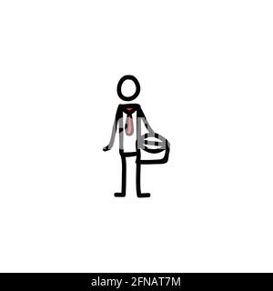 Business man hält Aktentasche Vektor-Illustration. Stick Mann Unternehmer Corporate ux Design Clipart. Stock Vektor