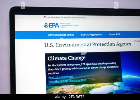 Climate Change-Seite der United States Environmental Protection Agency, offizielle EPA-Website. Selektiver Fokus. - San Jose, Kalifornien, USA - 2021 Stockfoto