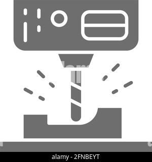 Lasergravurmaschine, cnc-Fräsmaschine graues Symbol. Stock Vektor