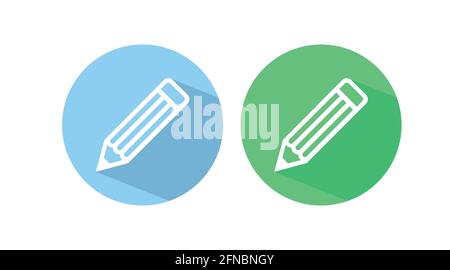 Symbol oder Zeichensatz bearbeiten. Stiftsymbol-Set. Vektor isolierte flache Illustration eines Bleistifts. Stock Vektor