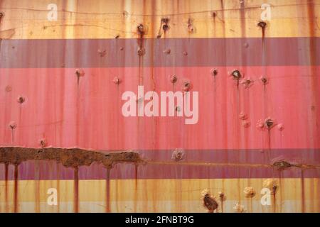 Eine rostige Wellblech-Textur. Rost-Oberflächenstruktur Stockfoto