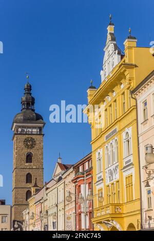 Fassaden historischer Gebäude in Ceske Budejovice, Tschechische Republik Stockfoto