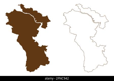 Kreis Kleve (Bundesrepublik Deutschland, Land Nordrhein-Westfalen, NRW, Region Düsseldorf) Kartenvektordarstellung, Scribble-Skizze Kleve Stock Vektor