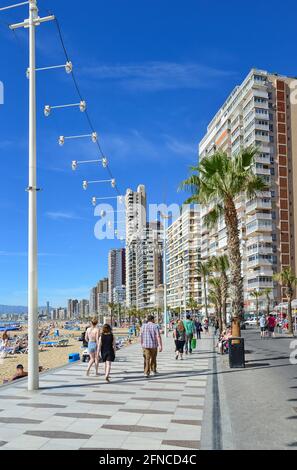 Strandpromenade Esplanade, Playa de Levante, Benidorm, Costa Blanca, Provinz Alicante, Königreich Spanien Stockfoto