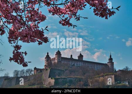 Festung Marienberg von Bayern Würzburg Deutschland. Festung Marienberg Bayern Würzburg Deutschland. Schloss Würzburg im Frühjahr. Stockfoto