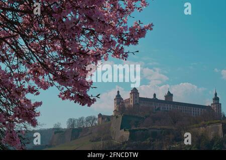 Festung Marienberg von Bayern Würzburg Deutschland. Festung Marienberg Bayern Würzburg Deutschland. Schloss Würzburg im Frühjahr. Stockfoto