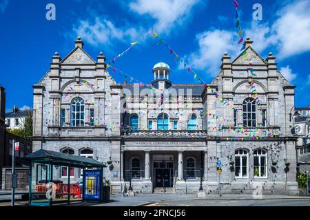 Falmouth Art Gallery and Public Library on the Moor, Falmouth Cornwall Großbritannien. Die Galerie wurde 1978 im Gebäude der Freien Bibliothek Passmore Edwards 1896 eröffnet. Stockfoto