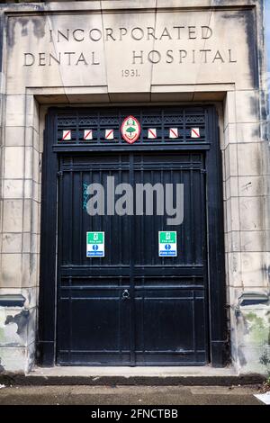 Eingang zum Glasgow Dental Hospital, Renfrew Street, Glasgow, Schottland, Großbritannien Stockfoto