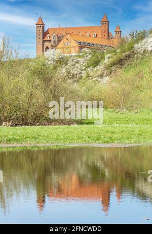 Gniew, Polen - Gniew liegt auf der linken Rückseite der Weichsel und ist berühmt für seine wunderbare mittelalterliche Architektur und seine gotische Backsteinburg Stockfoto