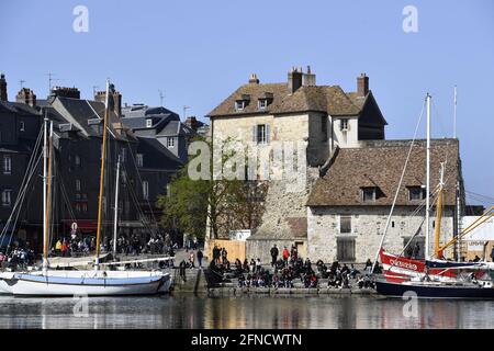 Ende des Sperrwochenendes in Honfleur - Calvados - Frankreich Stockfoto