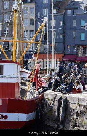 Ende des Sperrwochenendes in Honfleur - Calvados - Frankreich Stockfoto