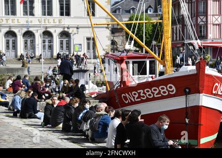 Ende des Sperrwochenendes in Honfleur - Calvados - Frankreich Stockfoto