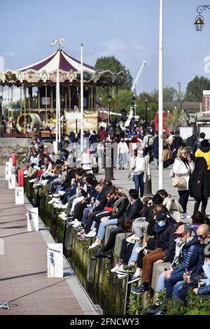 Ende des Sperrwochenendes in Honfleur - Calvados - Frankreich Stockfoto