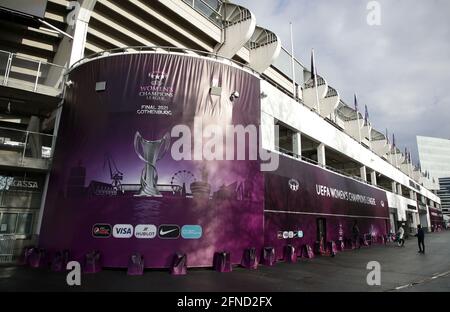 Gesamtansicht von außerhalb des Stadions vor dem UEFA Women's Champions League-Finale in Gamla Ullevi, Göteborg. Bilddatum: Sonntag, 16. Mai 2021. Stockfoto