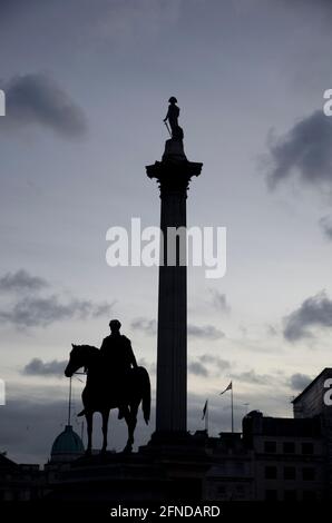 Nelson Säule Trafalgar Square in London Stockfoto