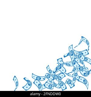 Bitcoin, Internet-Währungsscheine fallen. Schwebende BTC-Rechnungen auf weißem Hintergrund. Kryptowährung, digitales Geld. Tatsächliche Vektordarstellung. Wundersam Stock Vektor