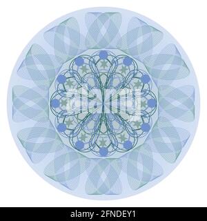 Blaues Mandala zur beruhigenden Meditation, orientalische traditionelle Muster im Kreis komponiert Stock Vektor