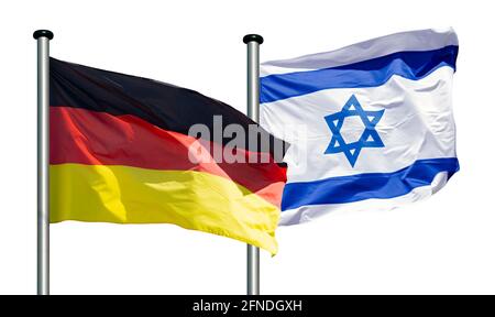 Staatsflaggen von Deutschland und Israel, symbolisches Bild für die politischen Beziehungen zwischen Deutschland und Israel Stockfoto