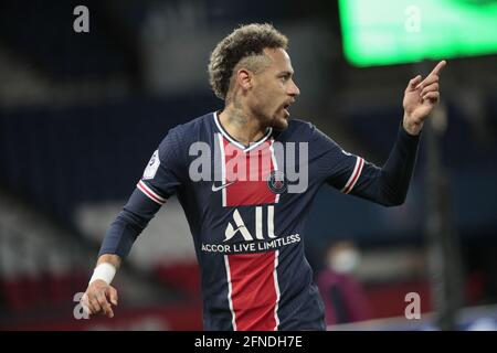 Neymar da Silva Santos Junior - Neymar Jr (PSG) reagierte während des Fußballspiels der französischen Meisterschaft Ligue 1 zwischen Paris Saint-Germain und Stade de Reims am 16. Mai 2021 im Stadion Parc des Princes in Paris, Frankreich - Foto Stephane Allaman / DPPI / LiveMedia Stockfoto