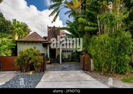 Miami Beach, FL, USA - 15. Mai 2021: Foto eines gehobenen Einfamilienhauses in Miami Beach auf den venezianischen Inseln Stockfoto