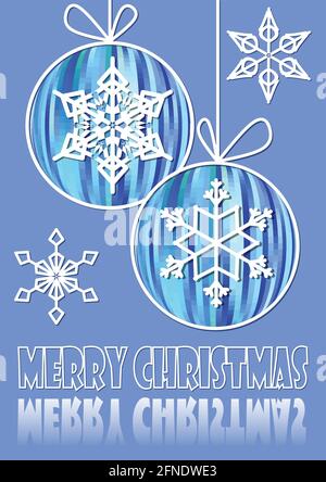 Weihnachtlich blauer Hintergrund mit zwei weihnachtskugeln und Schneeflocke-Motiv. Moderne eps10 Vektor-Vorlage für weihnachtskarte oder festliche Shopping-Dekoration Stock Vektor