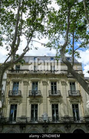 Altes Hotelgebäude in der Innenstadt von Montpellier, in der Nähe von Österreich, Südfrankreich Stockfoto