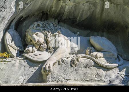 Dem Tapferkeit der Schweizer Garde gewidmet, die im Widerstand gegen den Sturm auf den Tuilerien-Palast im Jahr 1792 fiel. Stockfoto