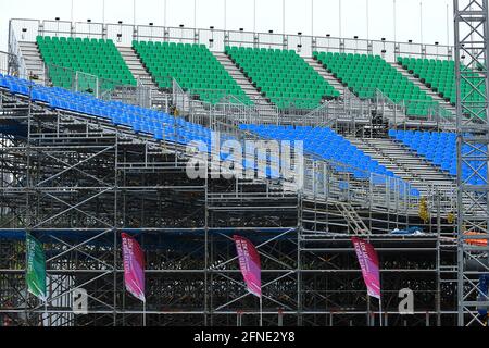 Aomi Urban Sports Park, Tokio, Japan. Mai 2021. Temporärer Stand, 16. MAI 2021 - Basketball : READY STEADY TOKYO - 3X3 Basketball im Aomi Urban Sports Park, Tokyo, Japan. Quelle: Naoki Nishimura/AFLO SPORT/Alamy Live News Stockfoto