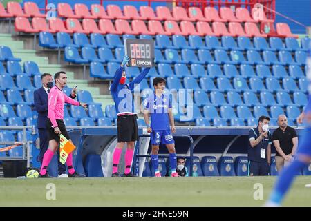 Getafe, Spanien. Mai 2021. Takefusa Kubo (Getafe) Fußball/Fußball: Spanisches 'La Liga Santander'-Spiel zwischen Getafe CF 2-1 Levante UD im Coliseum Alfonso Perez in Getafe, Spanien. Quelle: Mutsu Kawamori/AFLO/Alamy Live News Stockfoto