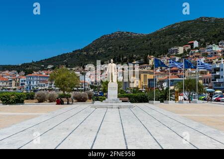 Statue in Samos Stadt, Samos, Griechenland Stockfoto