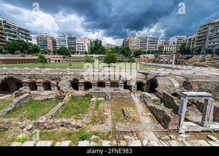 Antike Agora, Platz, UNESCO-Weltkulturerbe Thessaloniki, Griechenland Stockfoto