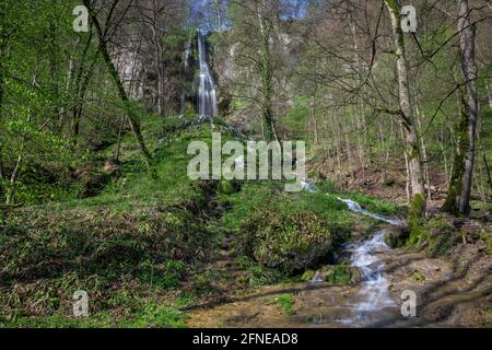 Urach Wasserfall, bei Bad Urach, Baden-Württemberg, Deutschland Stockfoto