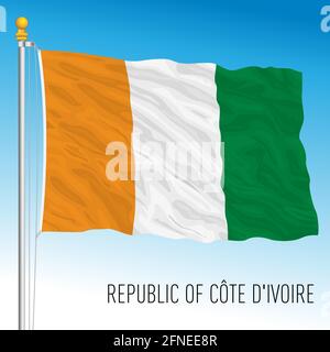 Elfenbeinküste offizielle Nationalflagge, afrikanisches Land, Vektorgrafik Stock Vektor