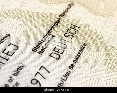 Einen deutschen Personalausweis Stockfoto