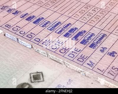 Nahaufnahme eines deutschen Führerscheins Stockfoto