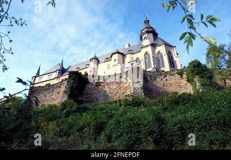 Blick auf das Schloss in Marburg an der Lahn. [Automatisierte Übersetzung] Stockfoto