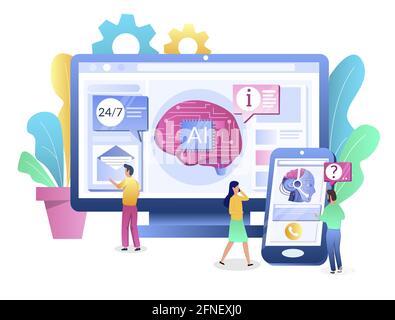 AI chatbot Berater Konzept Vektor flache Stil Design Illustration Stock Vektor