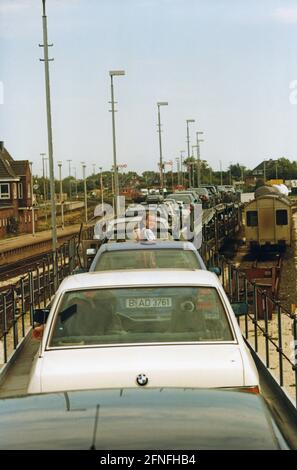 Die Deutsche Bahn fährt von Niebüll nach Westerland auf der Insel Sylt. [Automatisierte Übersetzung] Stockfoto