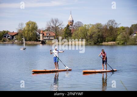 Wessling-See in Oberbayern, Deutschland, Europa. Stockfoto