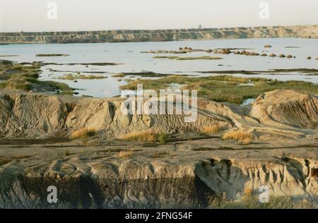 Sachsen-Anhalt / DDR-Land / 1991 stillgelegtes Braunkohlebergwerk Goitzsche bei Bitterfeld. Inzwischen gibt es eine Seenlandschaft // Landschaften / Energie / Braunkohle / Industrielandschaft [automatisierte Übersetzung] Stockfoto