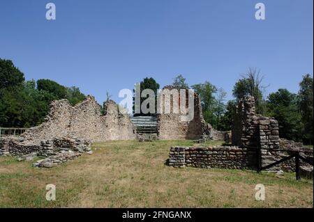 Europa, Italien, Lombardei, VareseDas archäologische Gebiet von Castelseprio mit den Ruinen eines Dorfes, das im 13. Jahrhundert zerstört wurde. Unesco - Wor Stockfoto