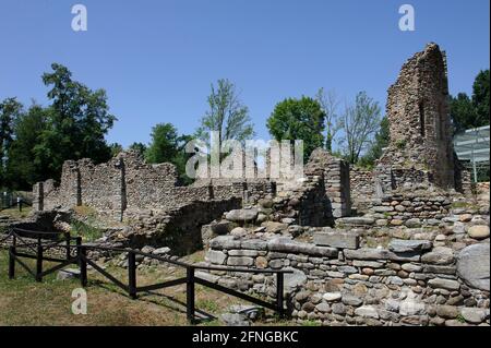 Europa, Italien, Lombardei, VareseDas archäologische Gebiet von Castelseprio mit den Ruinen eines Dorfes, das im 13. Jahrhundert zerstört wurde. Unesco - Wor Stockfoto